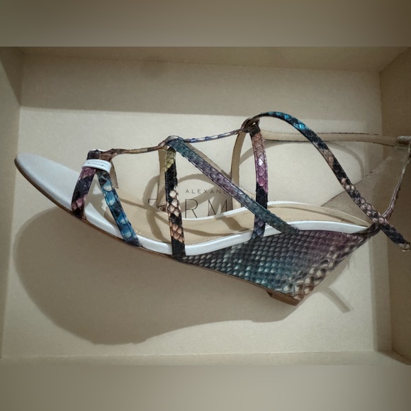 Alexandre Birman Colorful Python Strappy Wedge Sandals - Picture 4 of 13